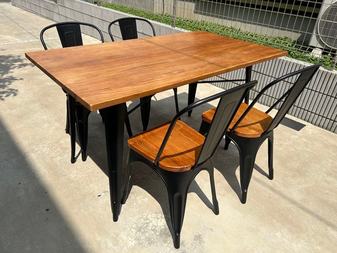 値下げ！『引き取り限定』アイアン　ダイニングテーブルセット　椅子4脚