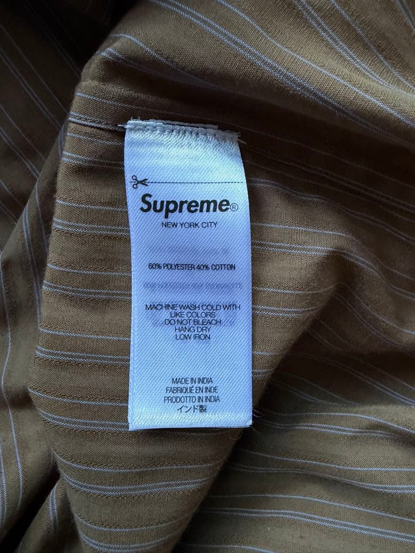 モ*ン様 25AW Supreme Pinstripe Shirt Brown