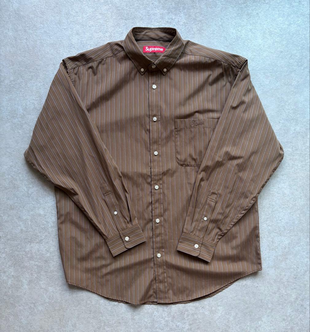 モ*ン様 25AW Supreme Pinstripe Shirt Brown