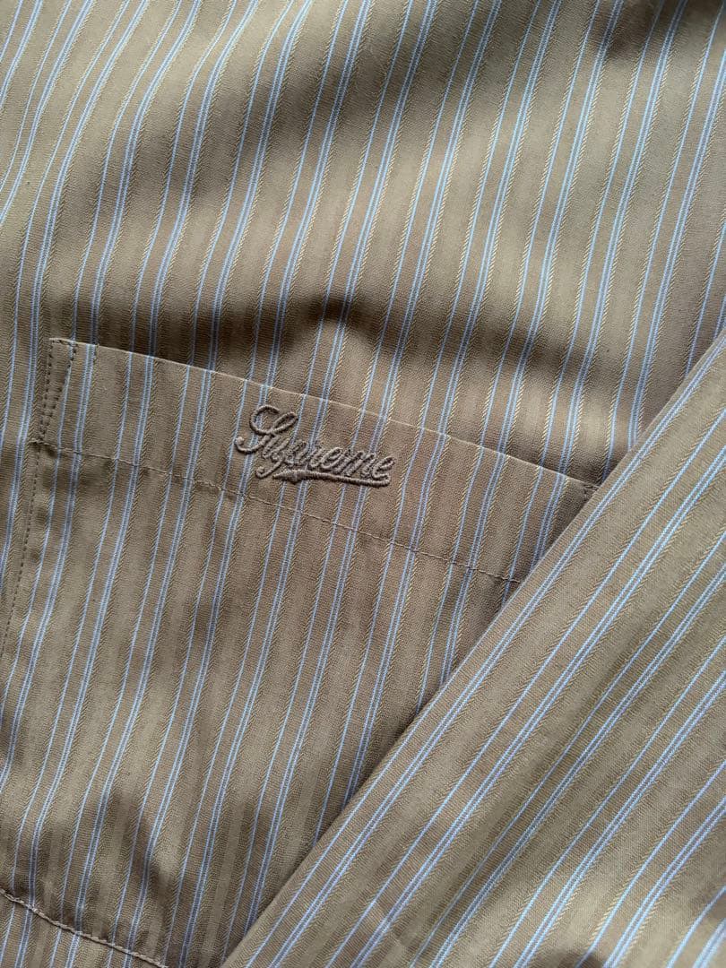 モ*ン様 25AW Supreme Pinstripe Shirt Brown