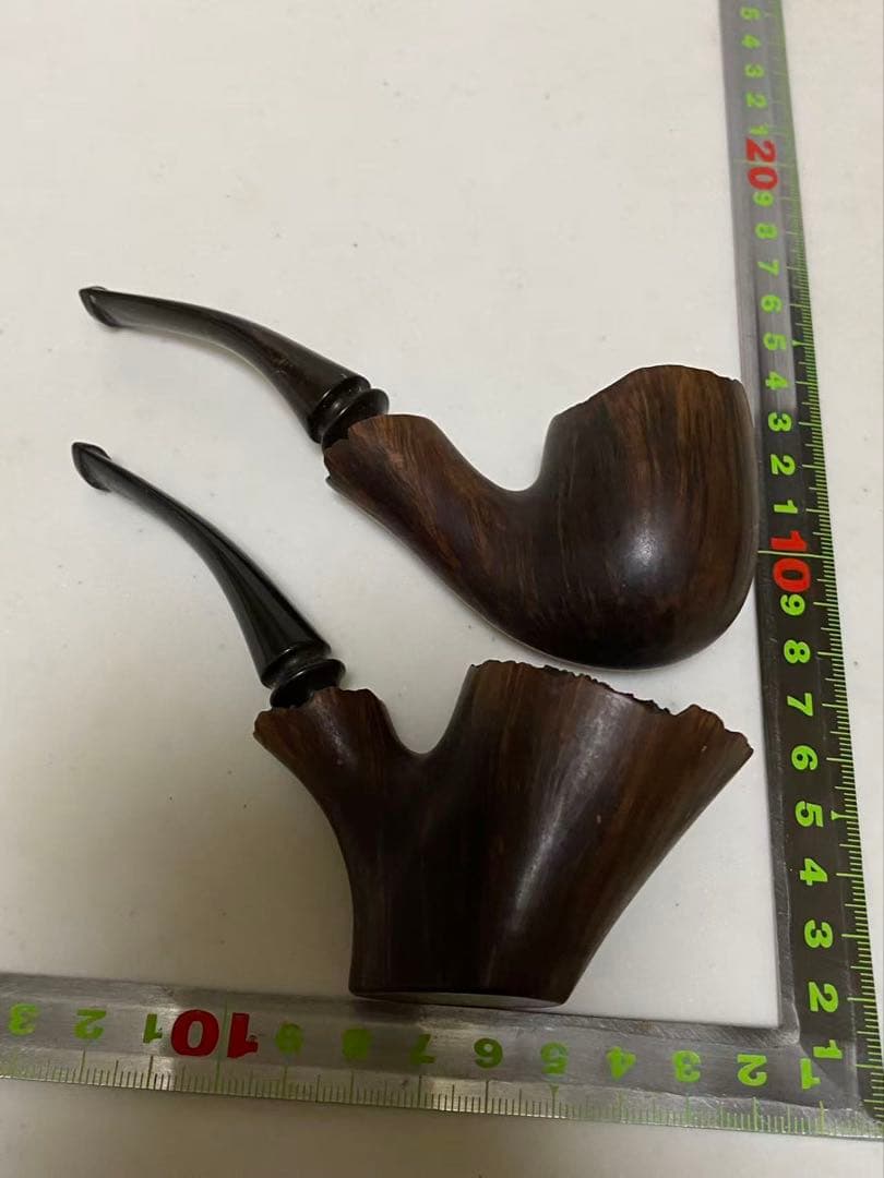 喫煙具 木製彫刻パイプ 2點セット　時代品