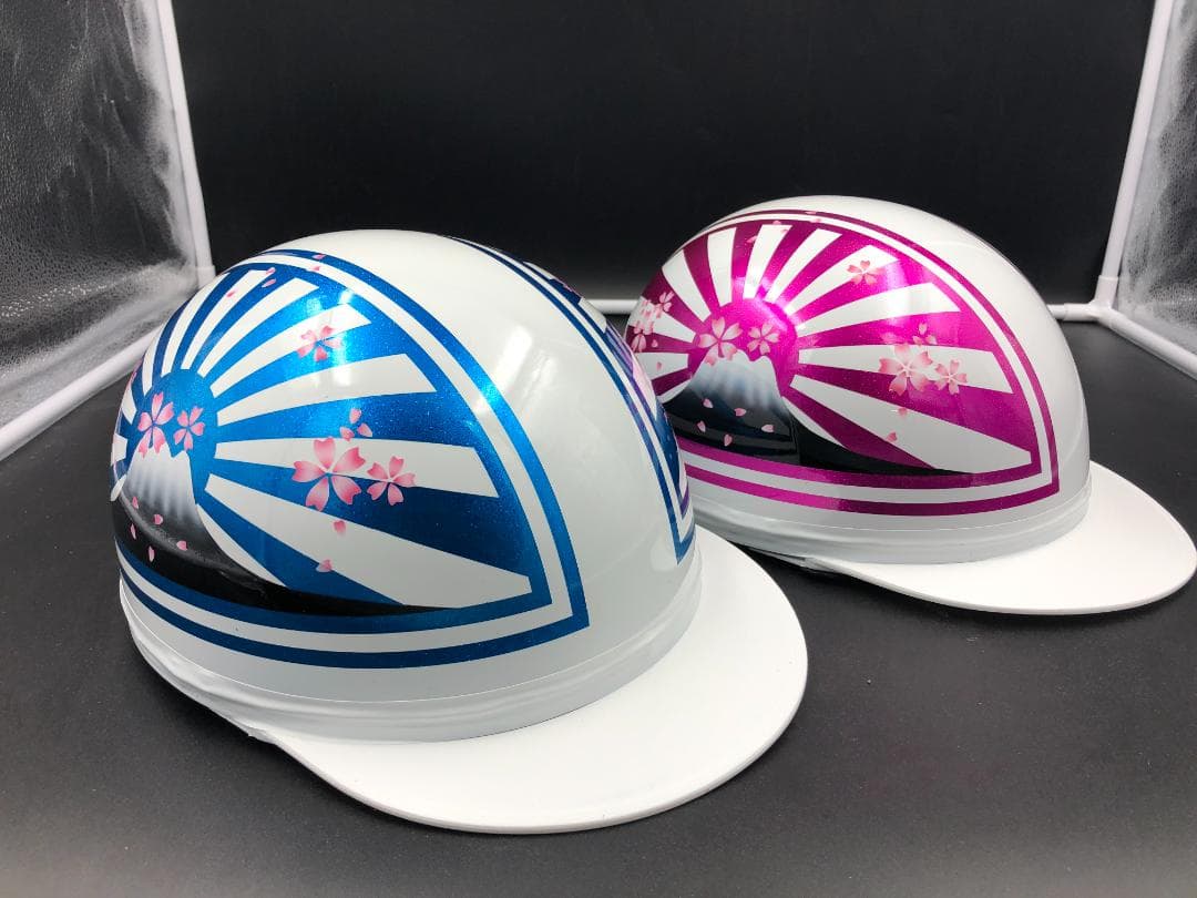 コルク半　カスタム　富士日章三つボタン　ホワイトブルーホワイトピンクラメ桜セット