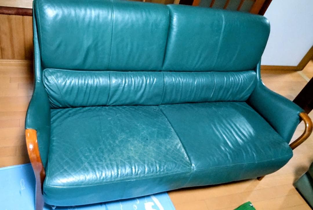 中古カリモク karimoku　レザー 2人掛けソファ 富山県から基本引き取り！