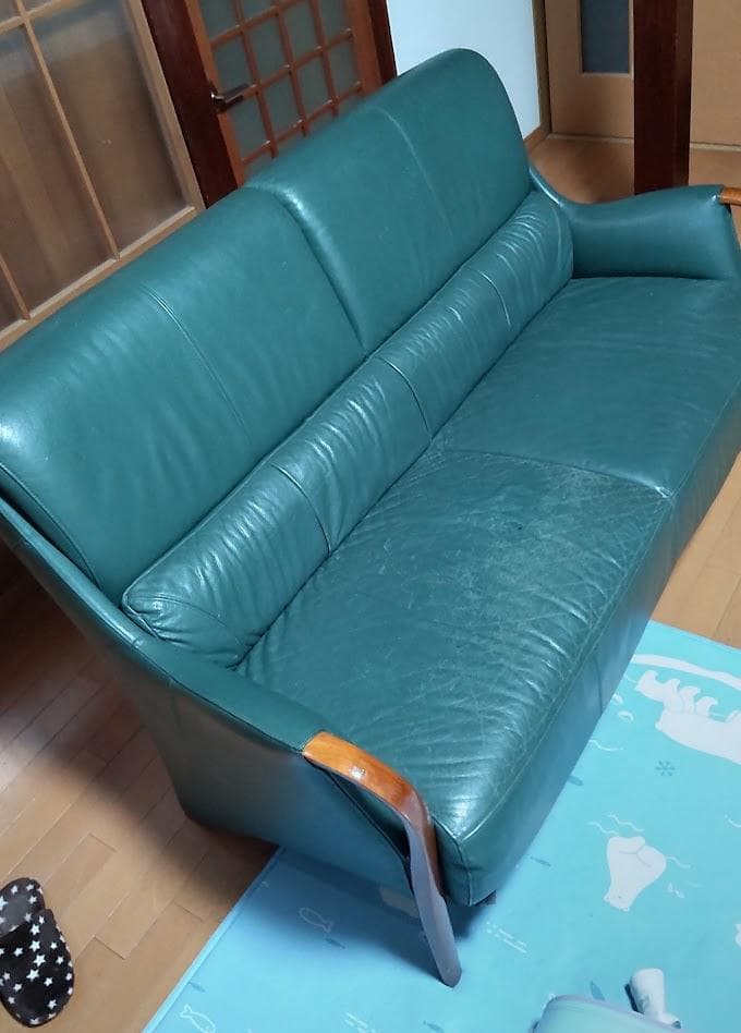 中古カリモク karimoku　レザー 2人掛けソファ 富山県から基本引き取り！