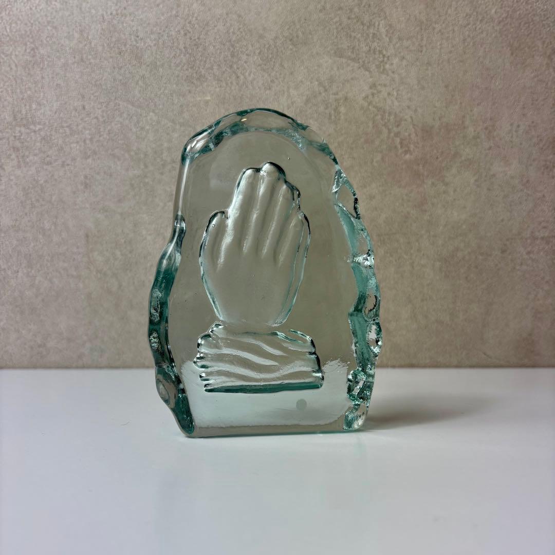 ガラス製のハンドオブジェ ミッドセンチュリー ポストモダン ヴィンテージ