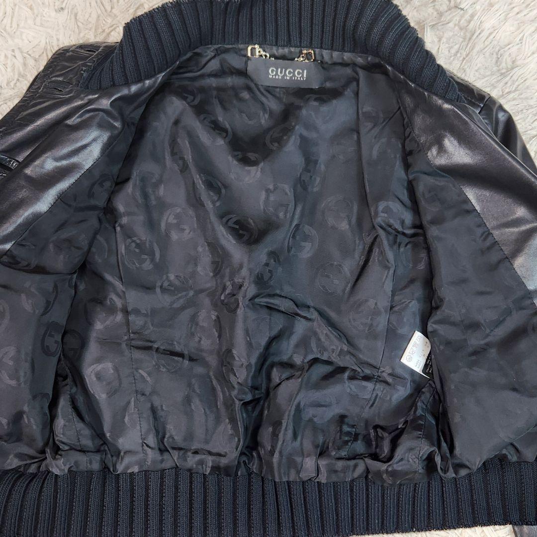 GUCCI　マドンナ　レザージャケット　ブルゾン　ホースビット　裏地総柄