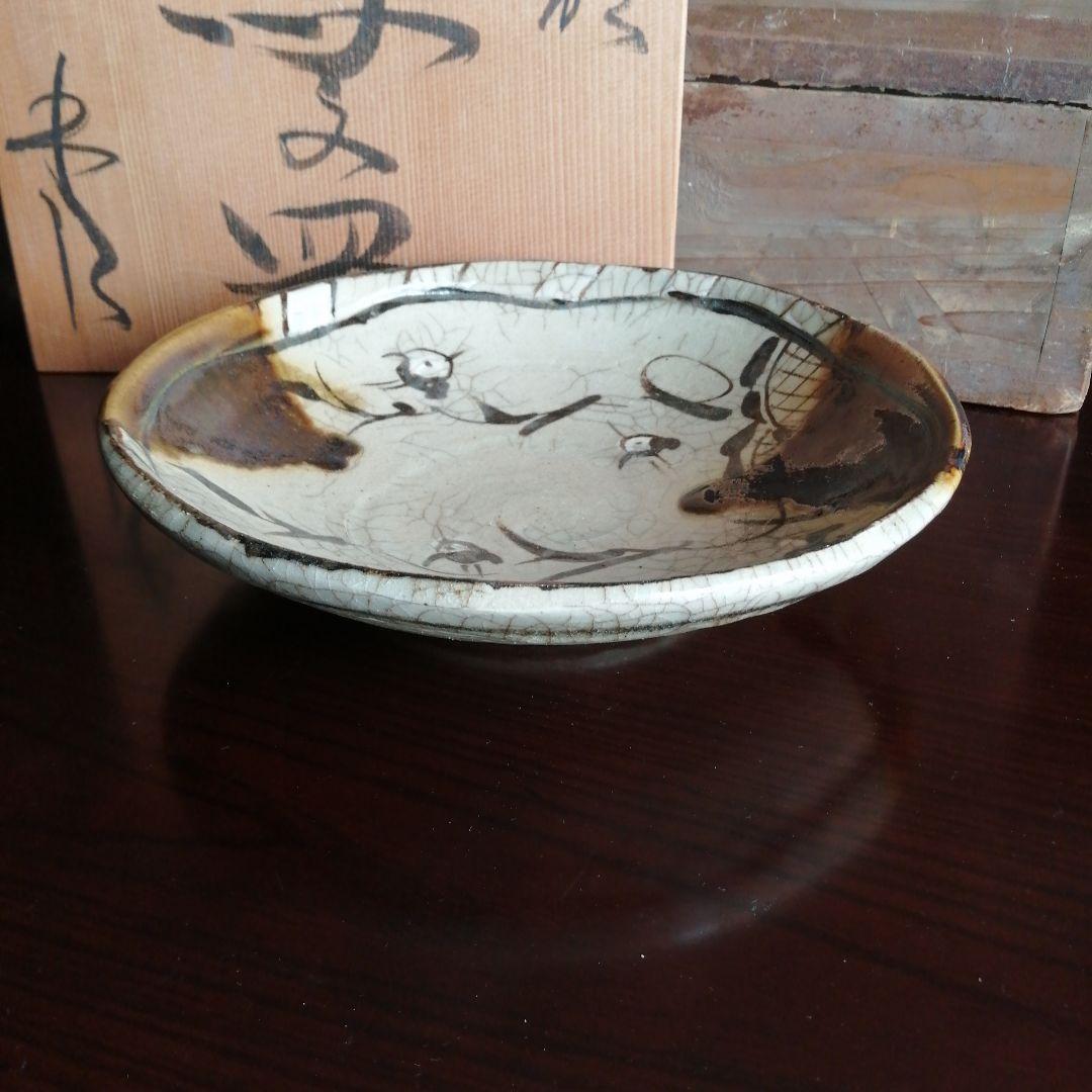 美濃焼　鈴木五郎　織部鳥文皿　29.5cm