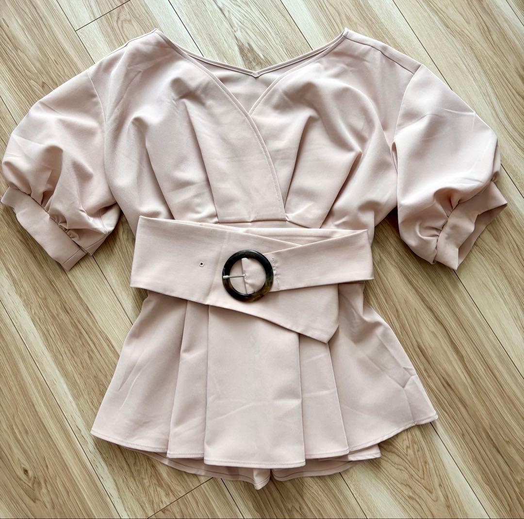 over E オーバーイー ウエストベルト付きカシュクールブラウス