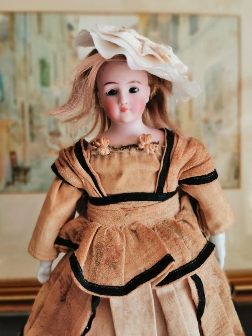 アンティーク シモンハルビック ファッションビスクドール 陶器手脚人形 鬘ボネ付