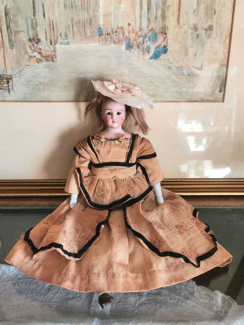 アンティーク シモンハルビック ファッションビスクドール 陶器手脚人形 鬘ボネ付