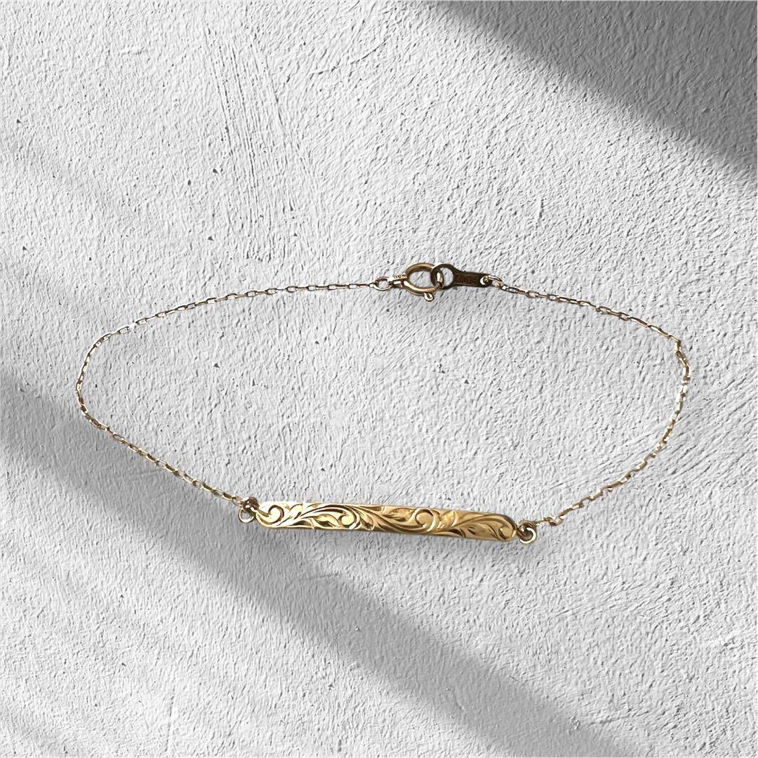 【美品】ハワイアンジュエリーマキシ/K10YG/シンプルバーブレスレット