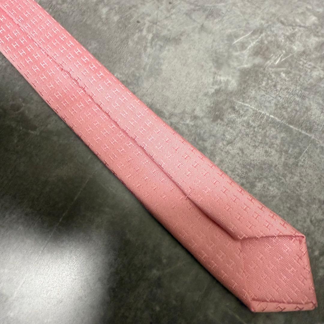 HERMES エルメス ネクタイ ピンク ファソネ H柄 定番 王道 シルク