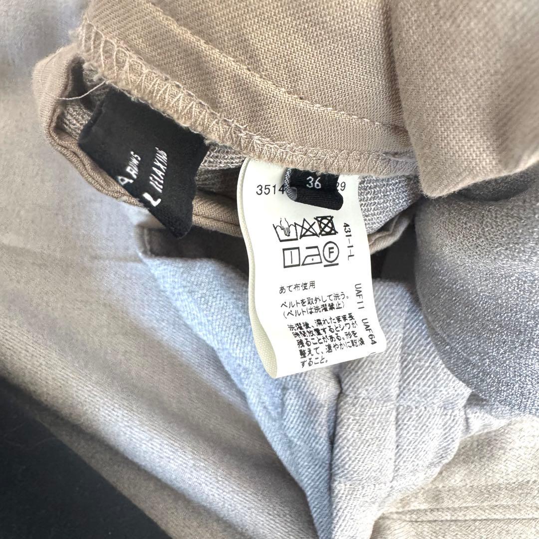 グリーンレーベルリラクシング✨ノーカラー　パンツスーツ　セットアップ　伸縮素材