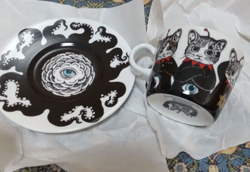 ヒグチユウコ　九谷焼　カップ＆ソーサー　ギュスターヴくん　ボリス雑貨店
