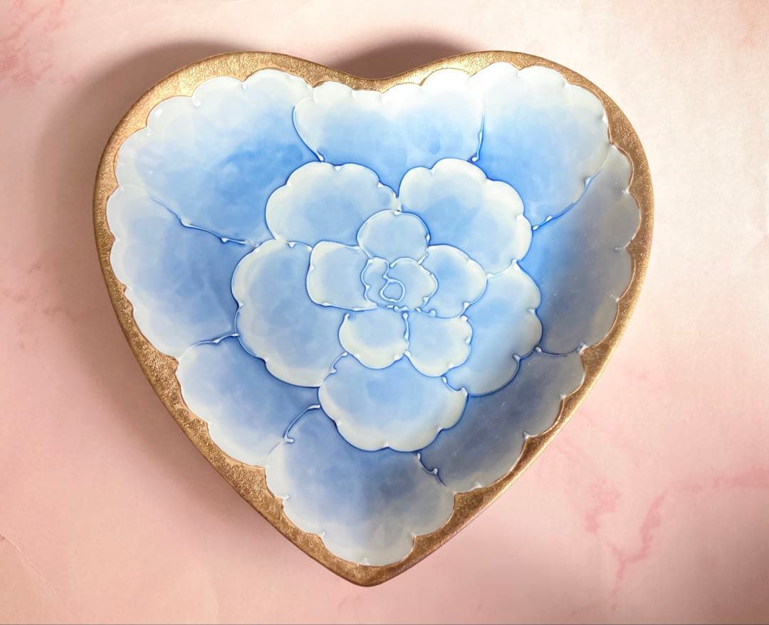 有田焼 文山窯 ゴールド 牡丹 ハート 皿 セット 7寸