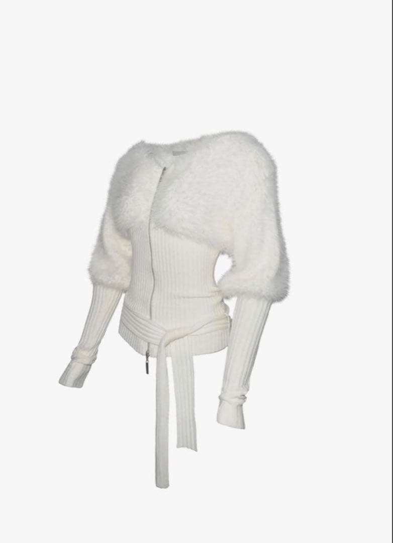 ザレッドスレッド　 S contrast zip knit アイボリー