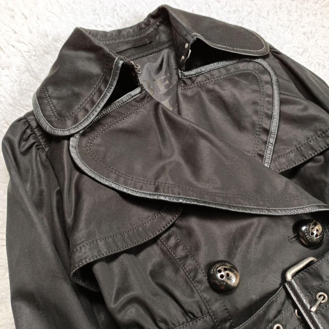 美品✨バーバリーブルーレーベル　ダブルトレンチコート　レザーパイピング　38
