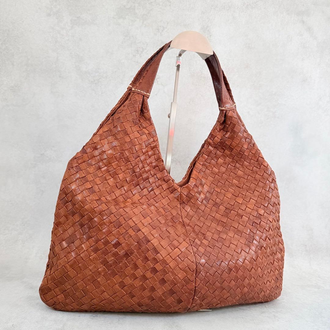 GENTEN ゲンテン　バッグ　トートバッグ　編み込み　レザー　ブラウン