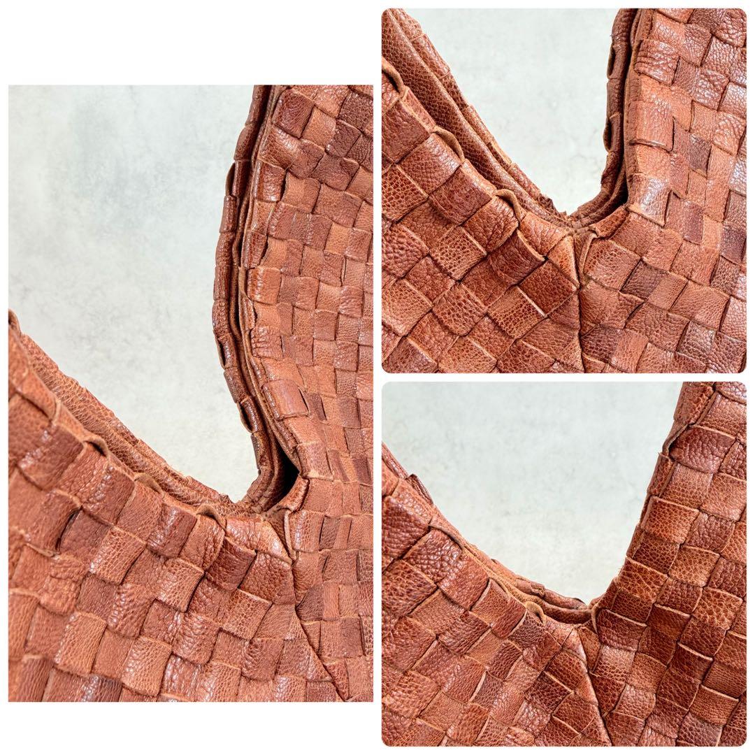 GENTEN ゲンテン　バッグ　トートバッグ　編み込み　レザー　ブラウン