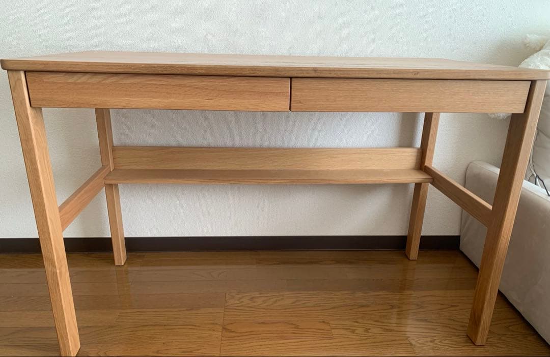 無印良品オーク無垢材デスク（引出・足元棚付)