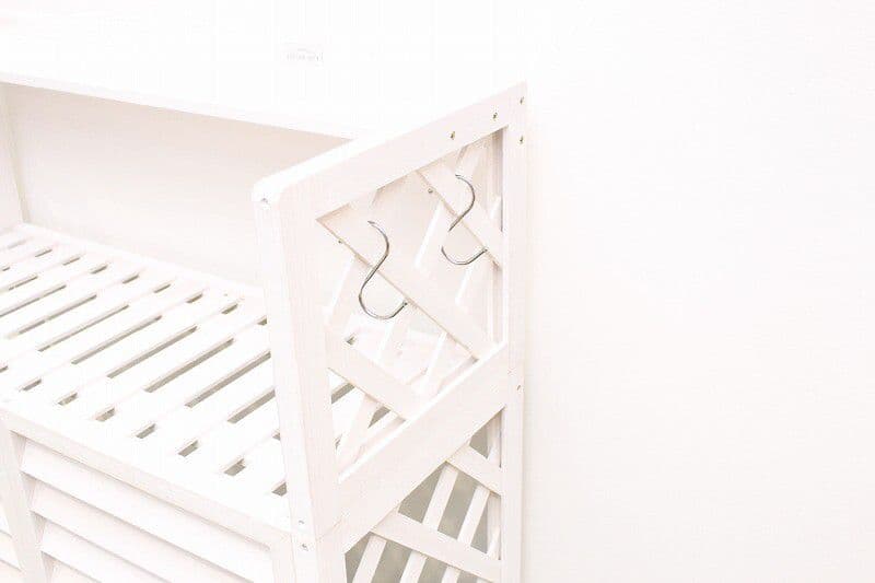 棚付き木製室外機カバー　ホワイト　フラワースタンド