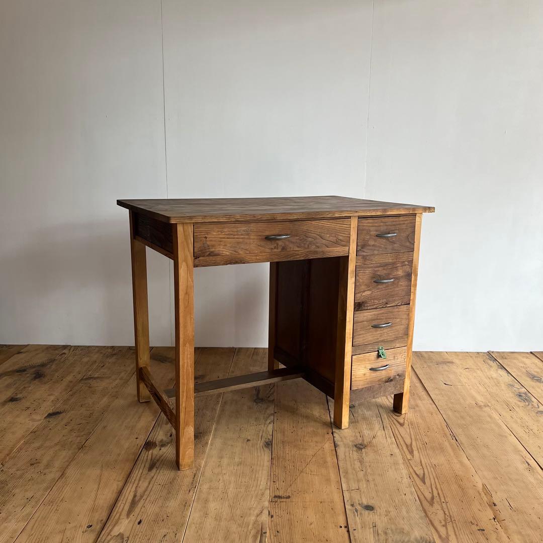 アンティーク 片袖机 テーブル デスク 昭和レトロ z721