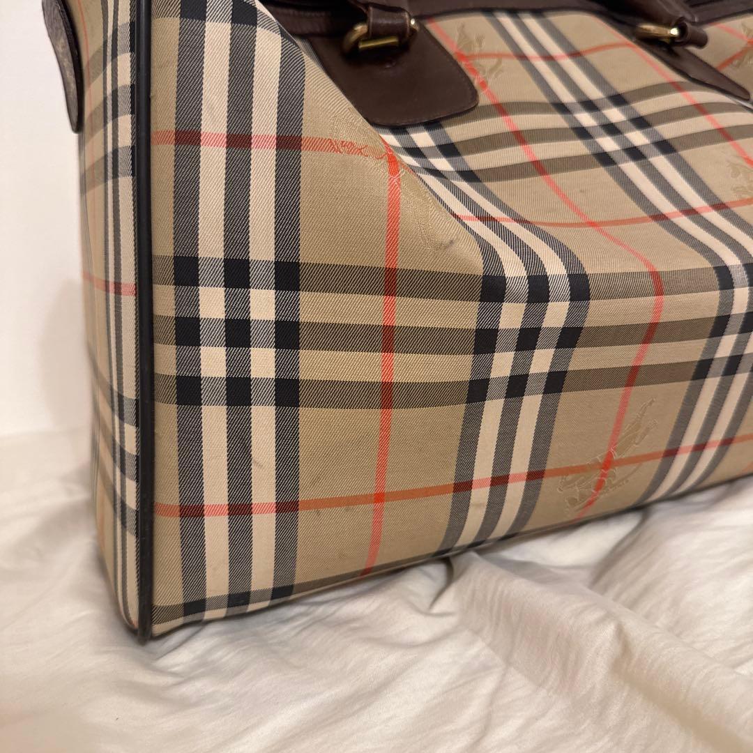 ビンテージ バーバリー ボストンバッグ ノバチェック シャドーホース PVC