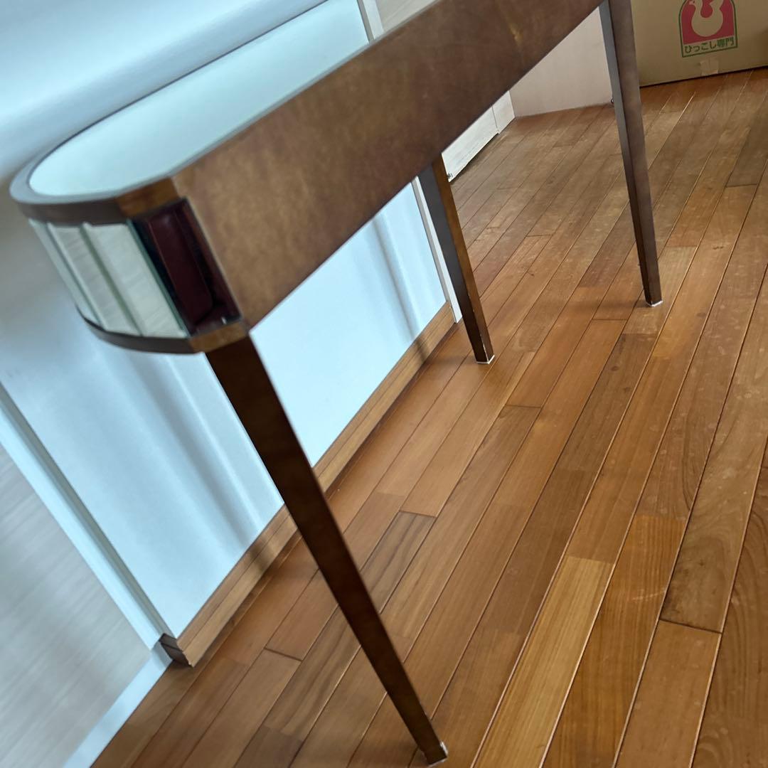 レア美品ローラアシュレイミラー仕上げのブラウン木製ドレッサーコンソールテーブル