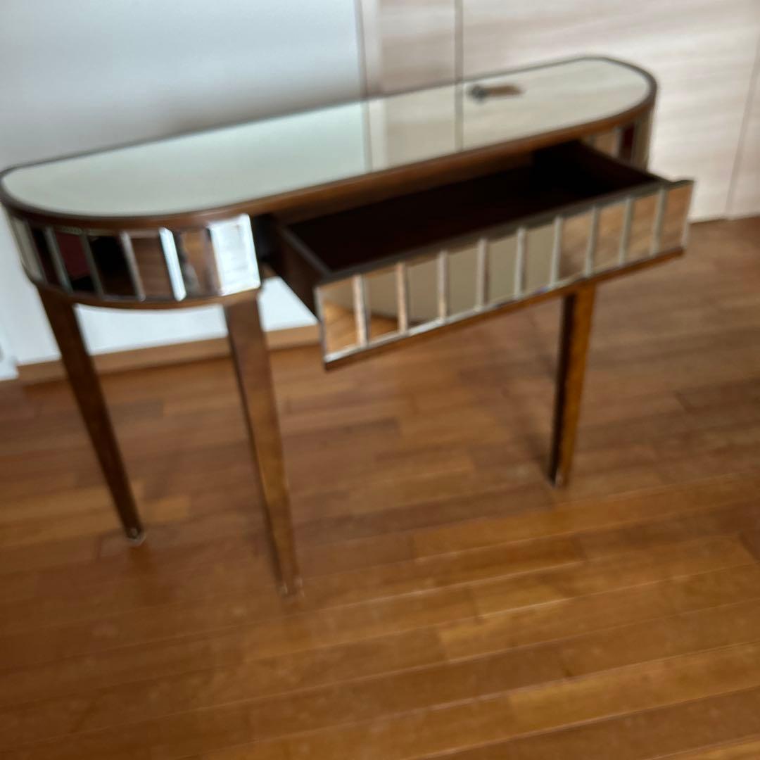 レア美品ローラアシュレイミラー仕上げのブラウン木製ドレッサーコンソールテーブル