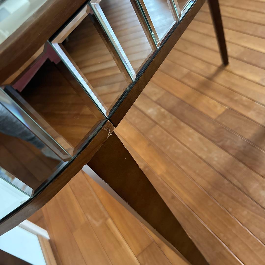 レア美品ローラアシュレイミラー仕上げのブラウン木製ドレッサーコンソールテーブル