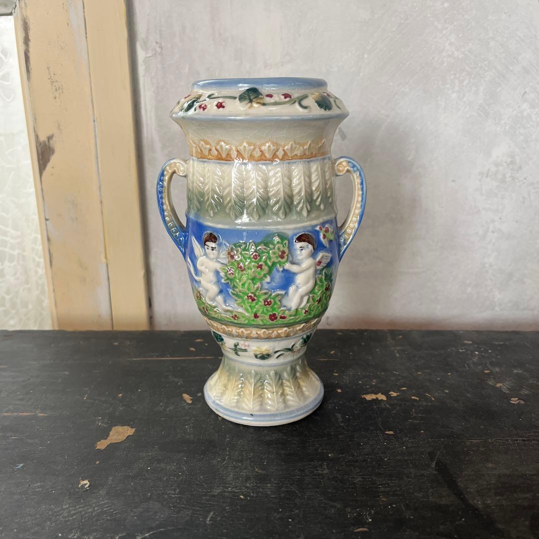 ヴィンテージ マジョリカ フラワーベース