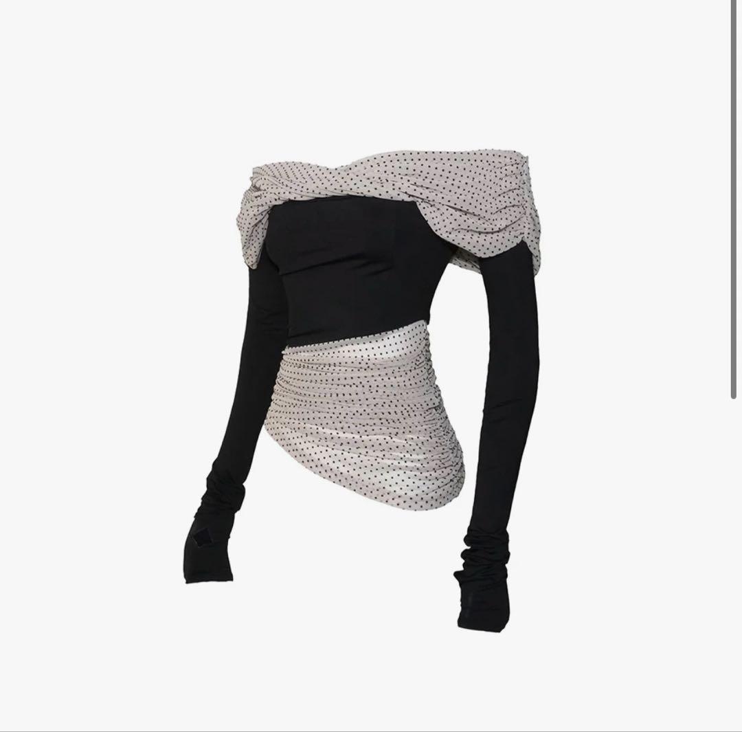 トップス THEREDTHREAD S dot off shoulder tops