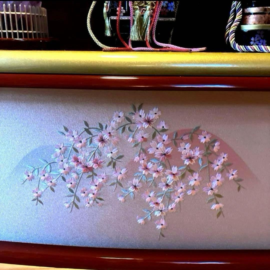 御京雛③平安春峰作　雛人形　三段飾り　お雛様　京都西陣織り　ひな人形3段　桜刺繍