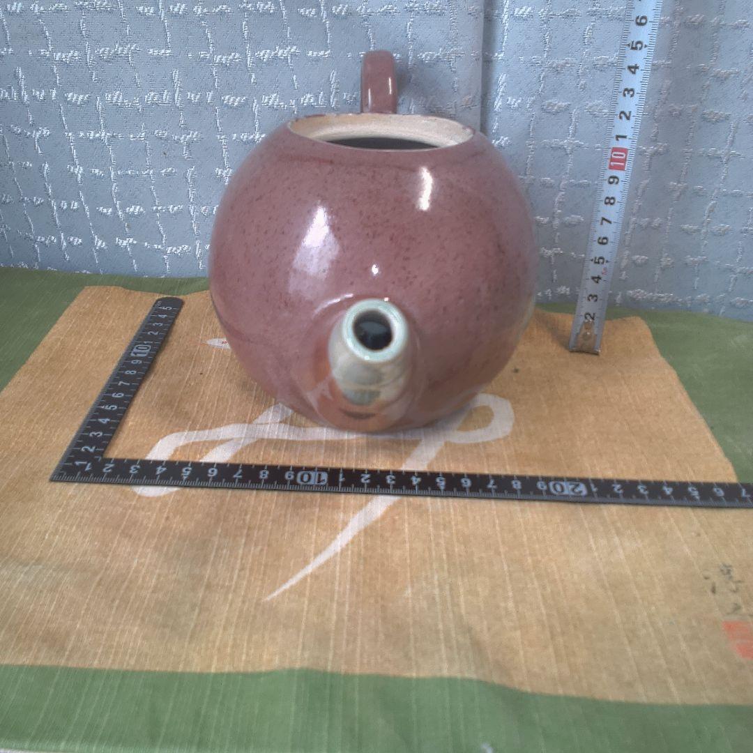 赤褐色 陶器製 急須 骨董 美術 アンティーク 辰砂？ 笠間焼？ 甚八？