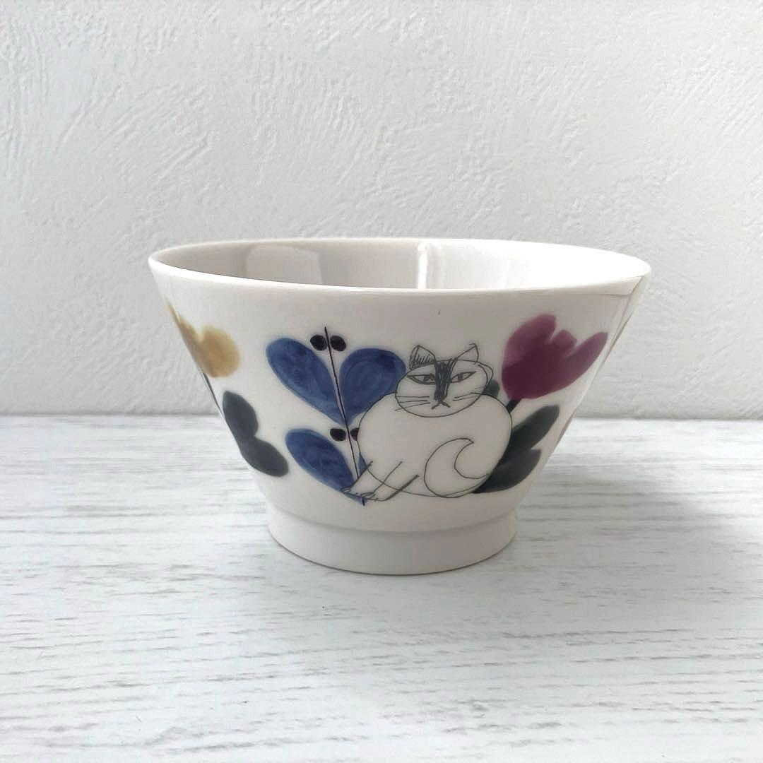 新品　リサラーソン　茶碗　フラワー　猫　ねこ　ネコ　キャット