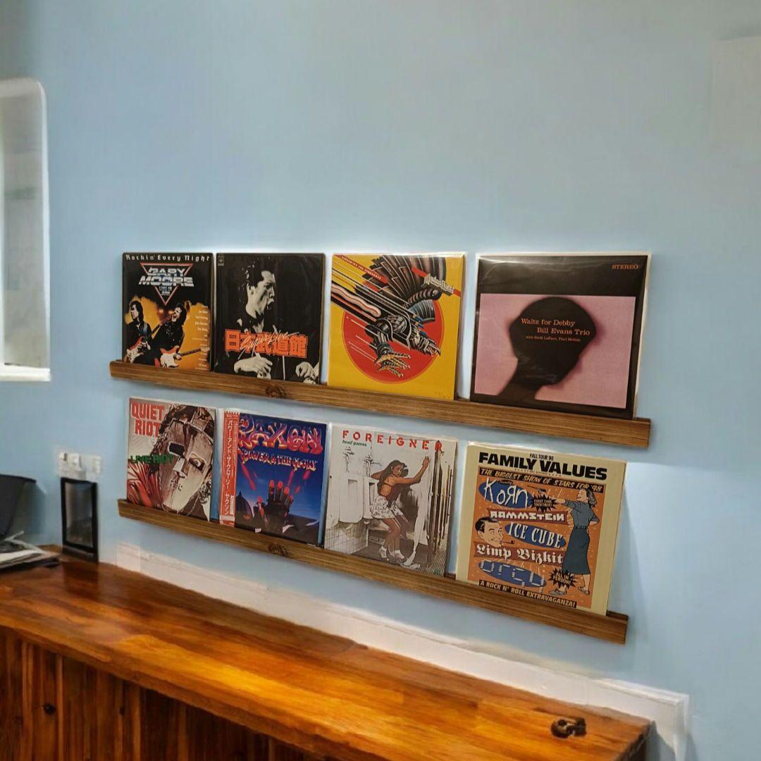 レコードディスプレイレール　LP4枚用2本セット　インテリア　レコードラック