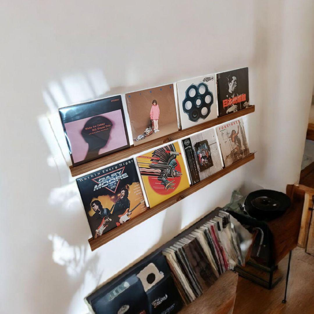 レコードディスプレイレール　LP4枚用2本セット　インテリア　レコードラック