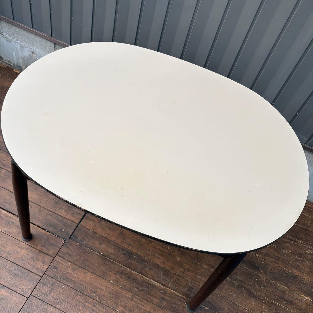 昭和レトロ 木製ダイニングテーブル 楕円形 オーバル型 ビンテージ ヴィンテージ