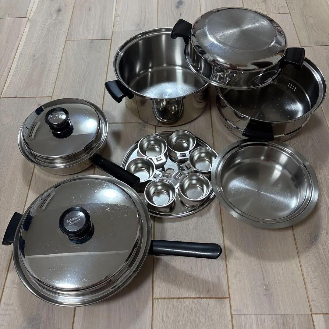 Amway アムウェイ 鍋セット　6L 蒸し器　カップ　フライパン　ガス　IH