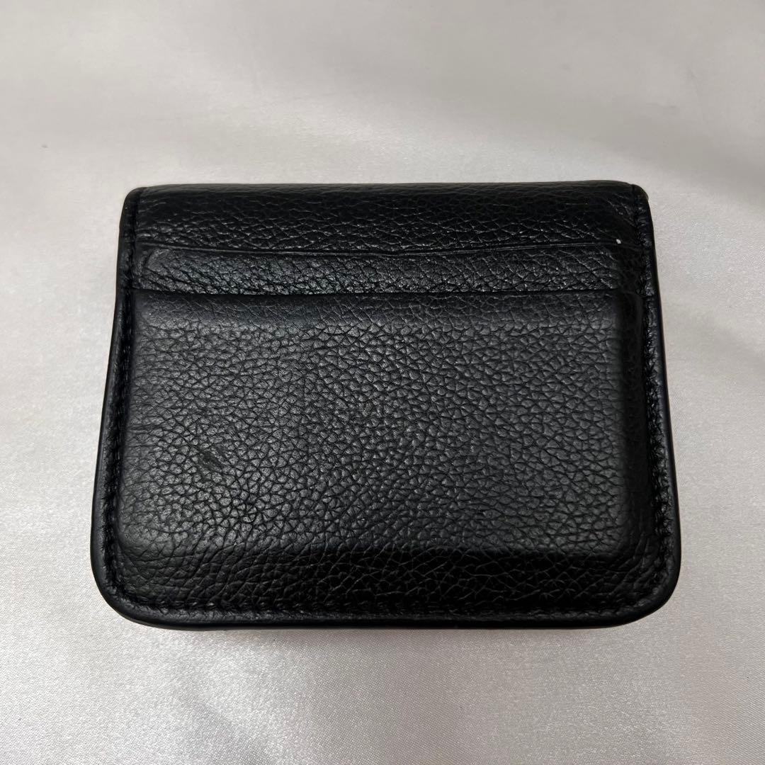 ◇美品◇バレンシアガ　コンパクト折り財布　白ロゴ×ブラックレザー×ゴールド金具