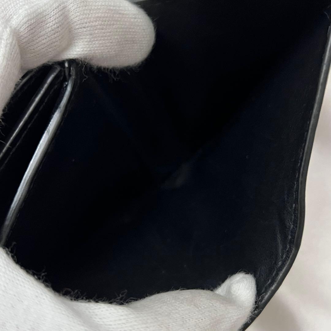 ◇美品◇バレンシアガ　コンパクト折り財布　白ロゴ×ブラックレザー×ゴールド金具