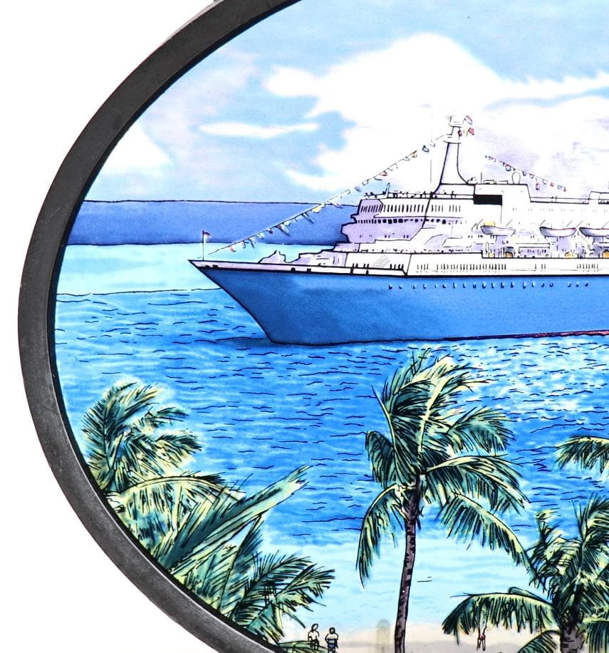 クルーズ船 豪華客船 ヴィンテージ ステンドグラス ビーチ 大型客船 海