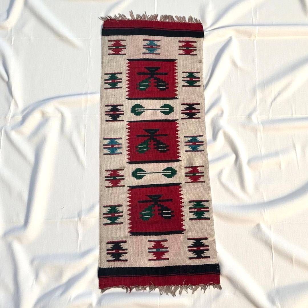 vintage ネイティブ柄 ウールラグ 赤 123 玄関マット 北欧 ナバホ柄