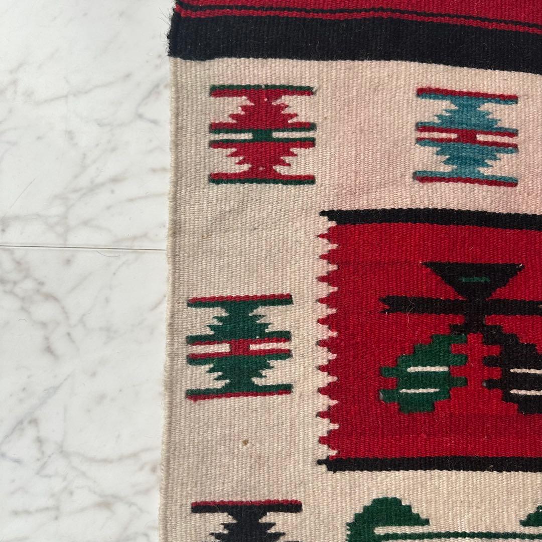 vintage ネイティブ柄 ウールラグ 赤 123 玄関マット 北欧 ナバホ柄