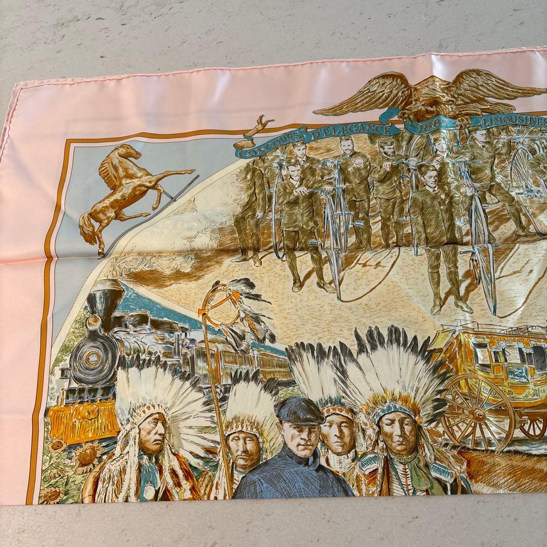 HERMES エルメス　スカーフ　ピンク　90