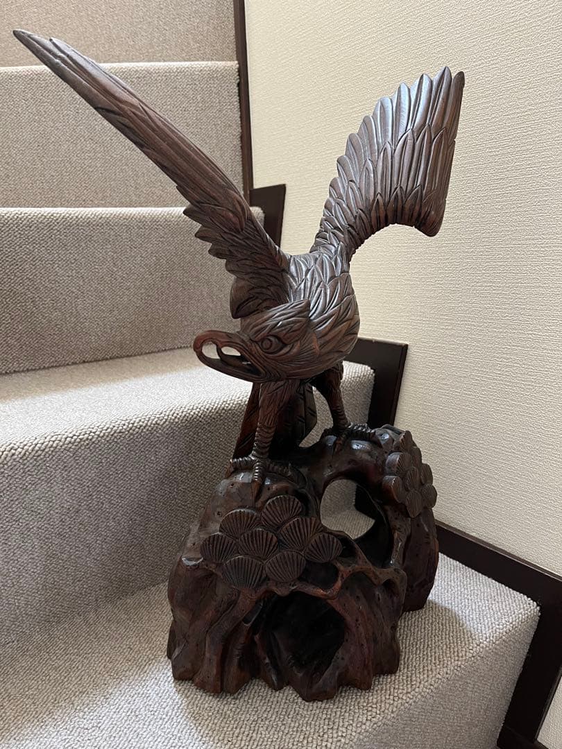 希少　年代物　高価　木彫りの鷲　ワシ　鷹　タカ