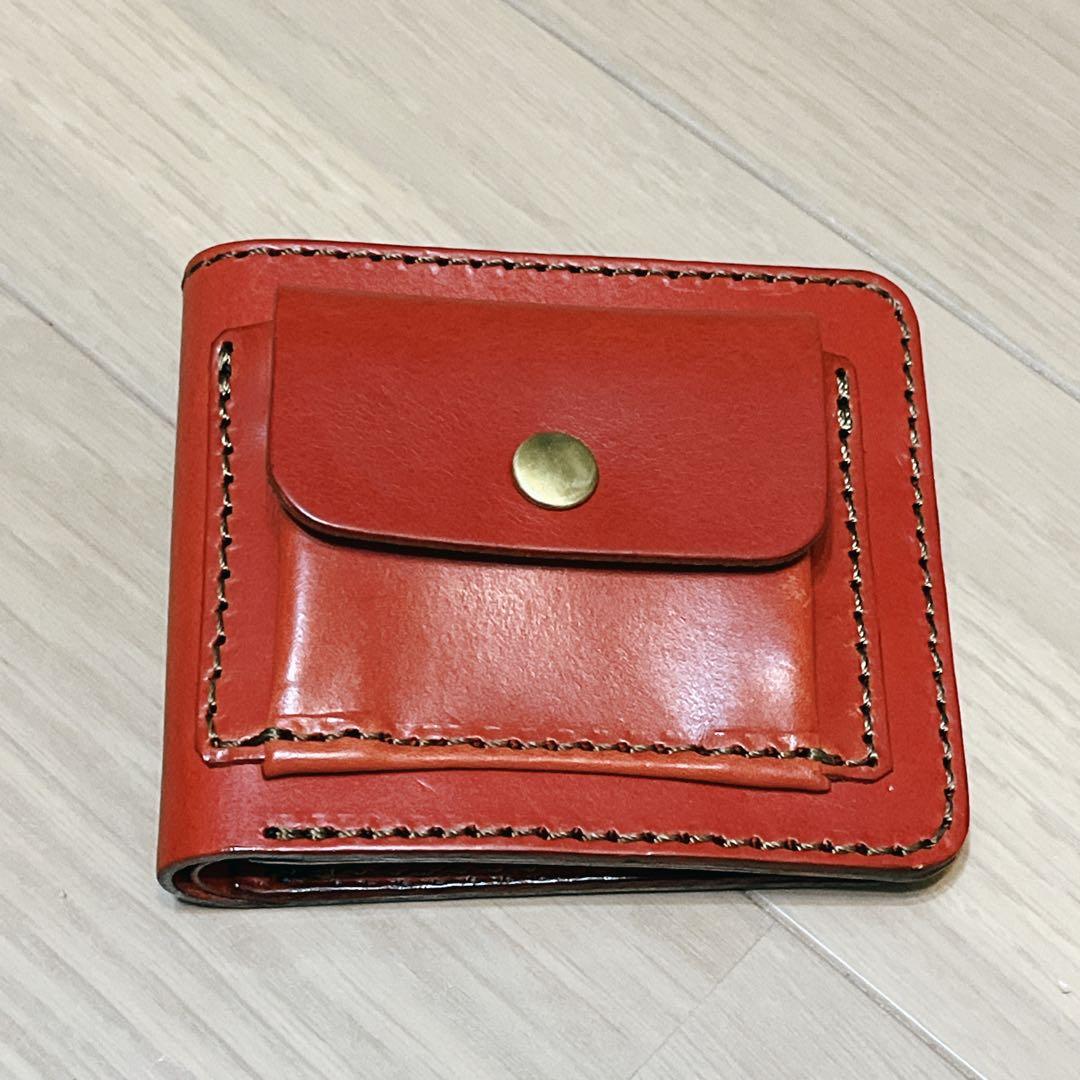 【未使用】HERZ ヘルツ レザー 二つ折り財布 (WS-7) 赤 レッド