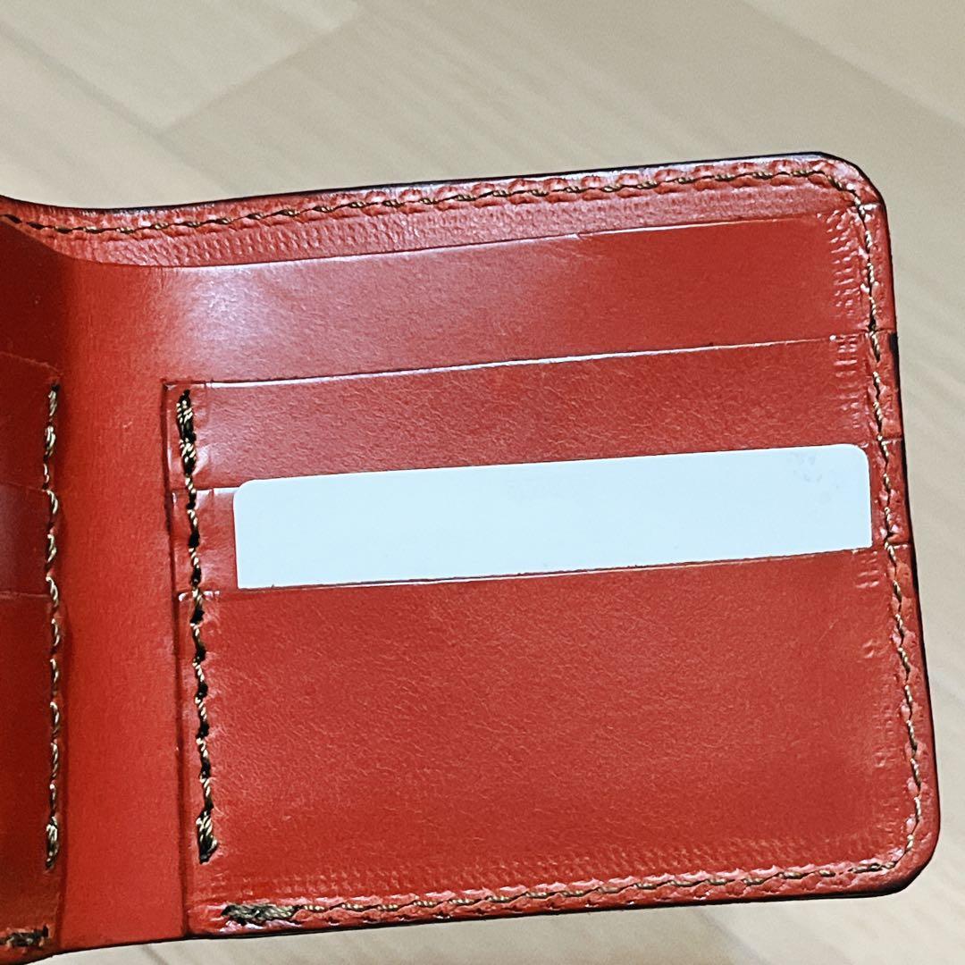 【未使用】HERZ ヘルツ レザー 二つ折り財布 (WS-7) 赤 レッド