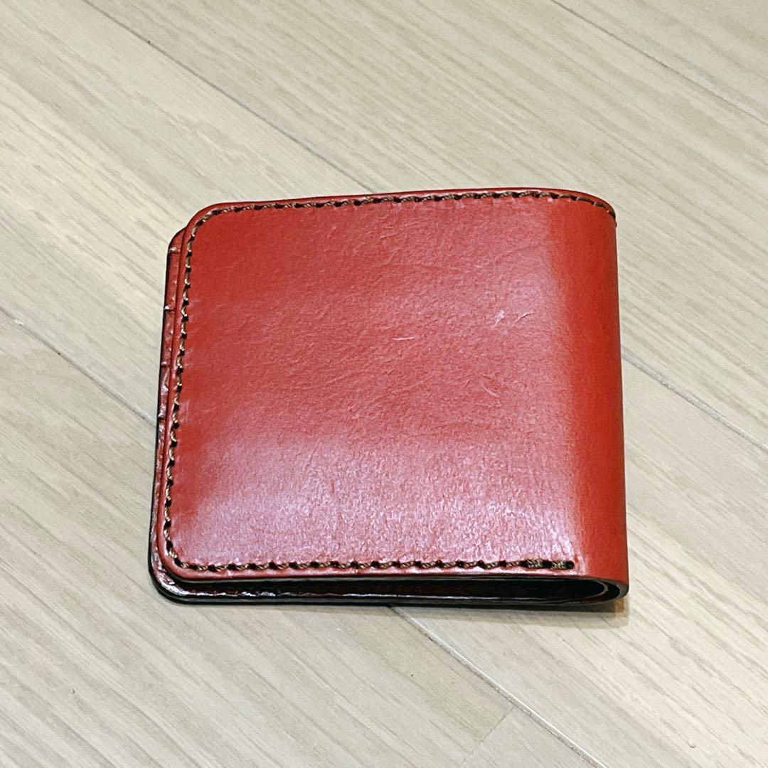 【未使用】HERZ ヘルツ レザー 二つ折り財布 (WS-7) 赤 レッド