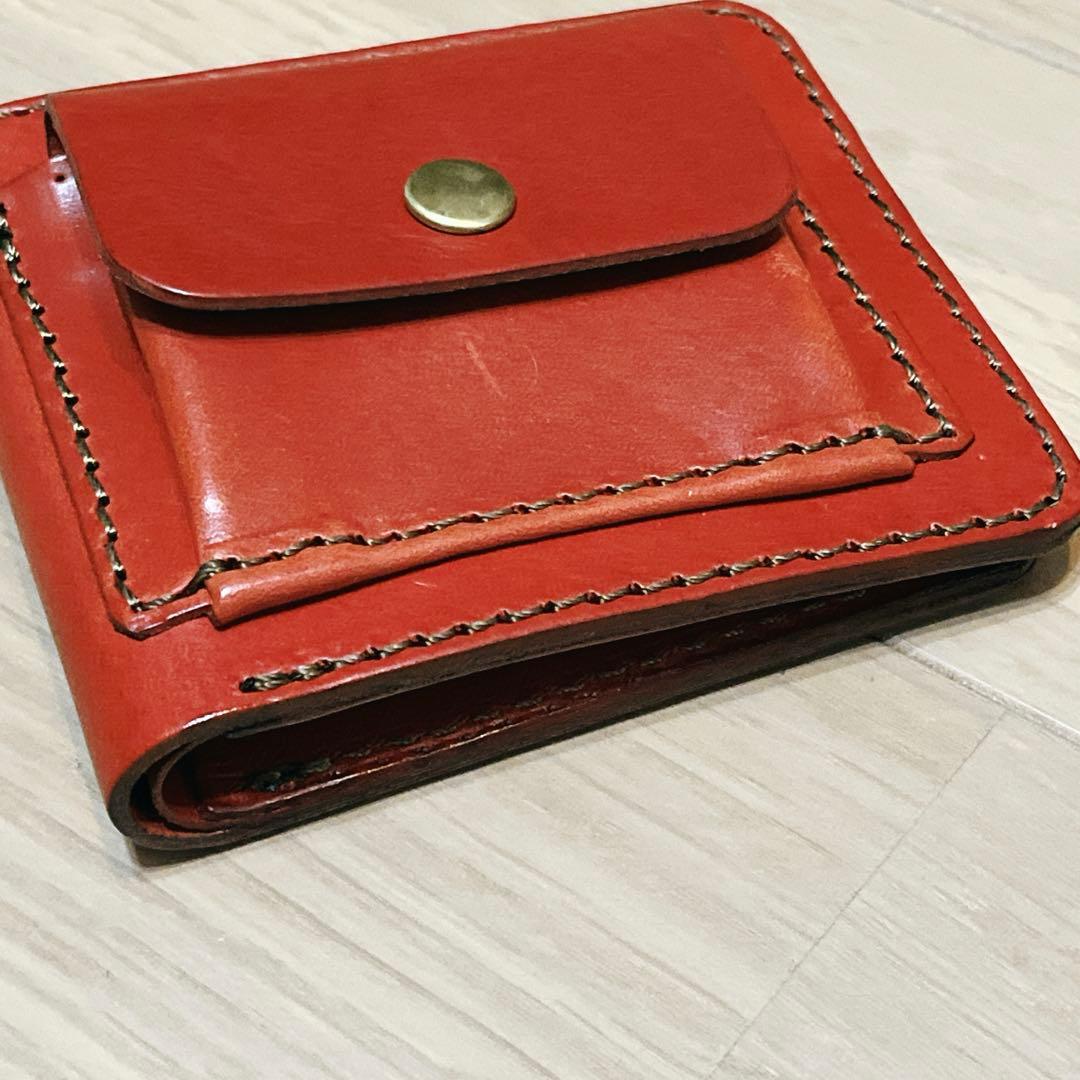 【未使用】HERZ ヘルツ レザー 二つ折り財布 (WS-7) 赤 レッド